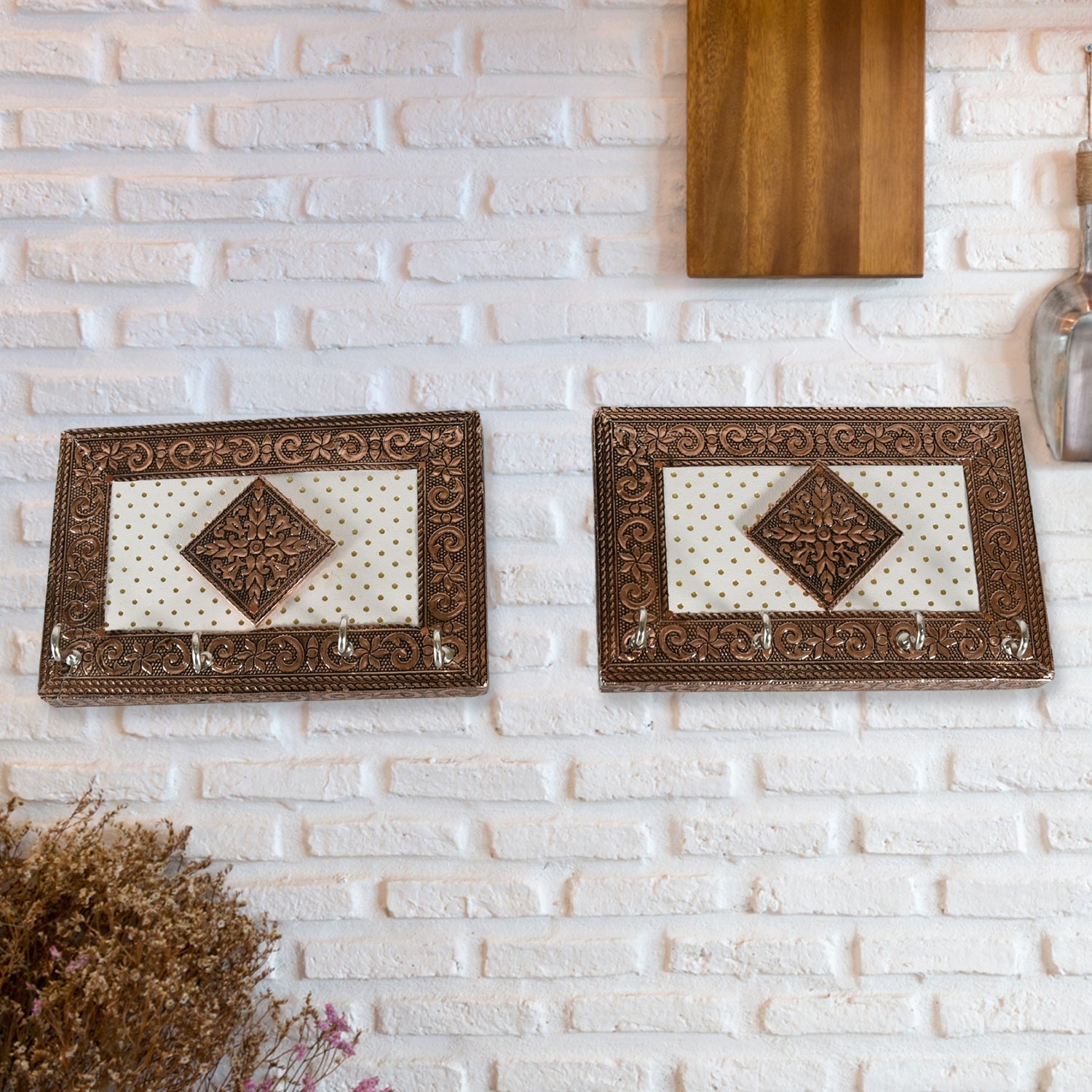 7598 Handicraft Meenakari Wooden keyholder | Wall Hanging Key Holder Style for Your Home Decor & Gift Keys Stand for Entryway, Kitchen, Office, Bedroom Decorative Keys Organizer keyholder (2 Pc Set) 7598 Handicraft Meenakari Wooden keyholder | Wall Hanging Key Holder Style for Your Home Decor & Gift Keys Stand for Entryway, Kitchen, Office, Bedroom Decorative Keys Organizer keyholder (2 Pc Set)